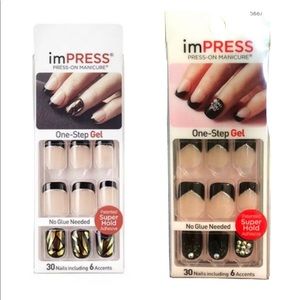 2 Impress Nails “Text Appeal” Rare Short Square